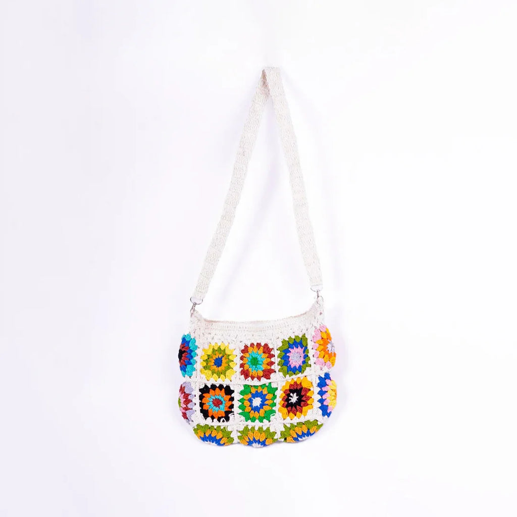 Colourful Floral Crochet Shoulder Bag